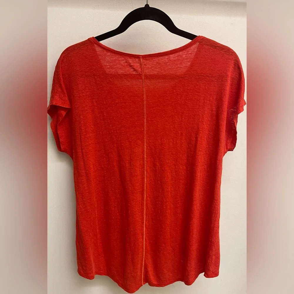 Eileen Fisher 100% Linen Red Boxy Short Sleeve Top - Picture 2 of 9